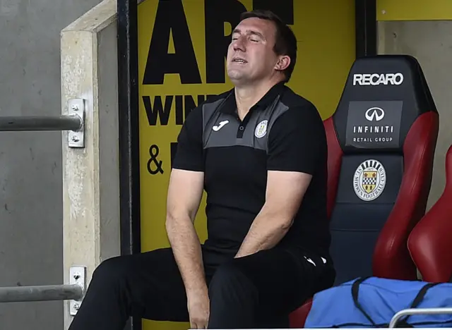 Alan Stubbs looks dejected as he watches his St Mirren side lose to Livingston