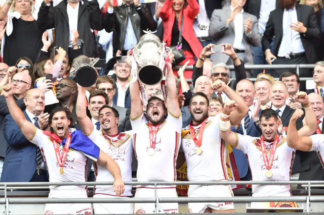 Catalans lift the Challenge Cup trophy