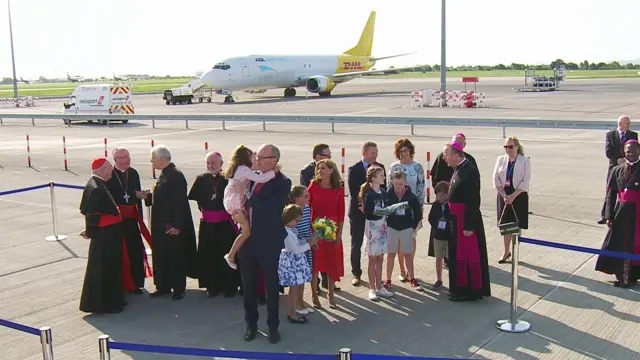 Cardinals and others wait for Pope Francis' arrival in Dublin