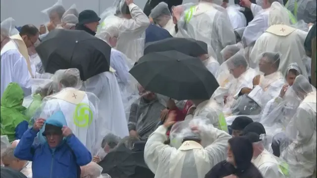 Rain at Phoenix Park before the papal Mass