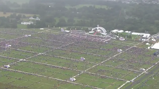 Aerial view of Phoenix Park before the papal Mass