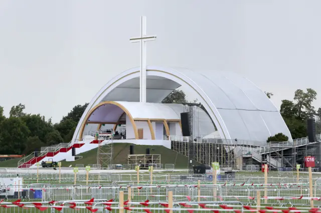 The Papal Altar is pictured at Phoenix park in Dublin