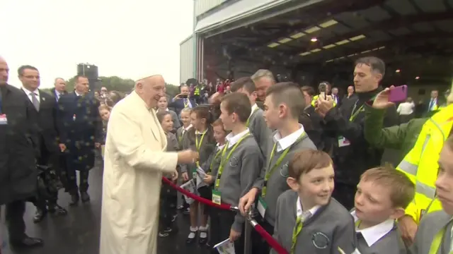 Pope meeting schoolchildren at Knock