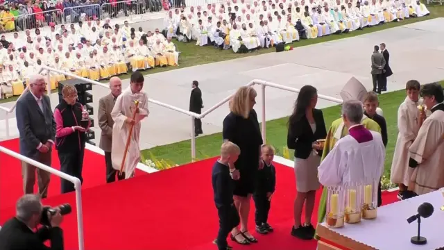 Offertory procession at papal Mass