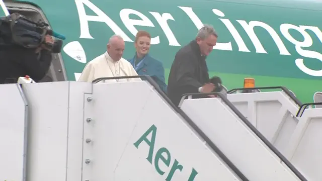 Pope arrives back in Europe