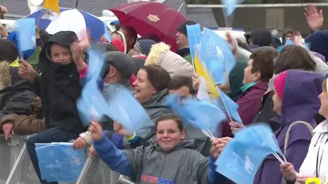 Flags waving at Knock