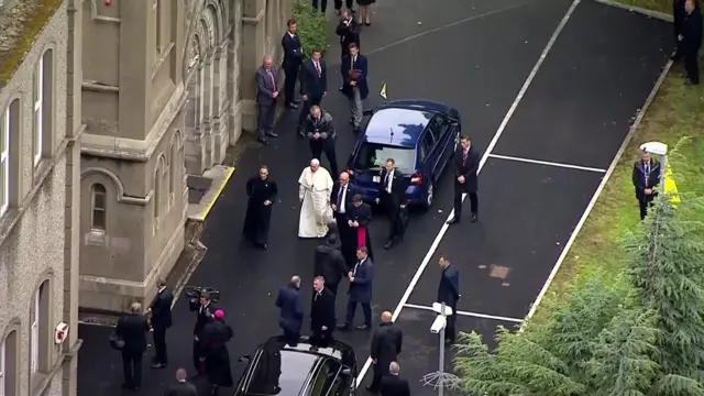 Pope Francis arriving at the Convent of the Dominican Sisters in Dublin