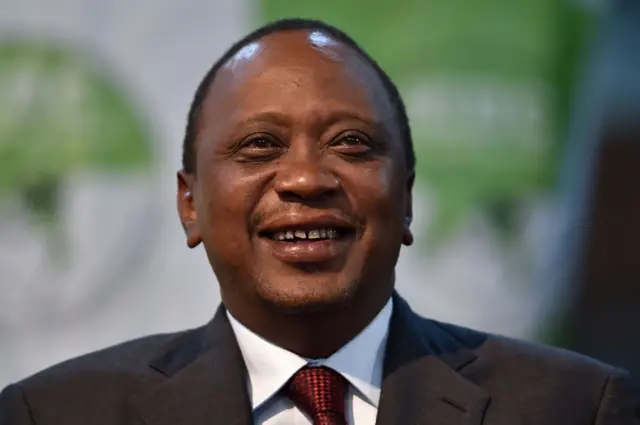 Uhuru Kenyatta looks on on October 30, 2017 at the national tallying centre at Bomas of Kenya