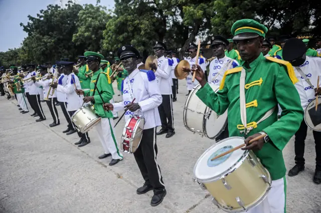 Police band at Mogadishu stadium