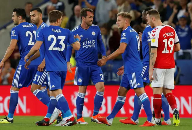 Christian Fuchs scores for Leicester City