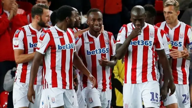 toke City"s Saido Berahino celebrates scoring their first goal with team mates