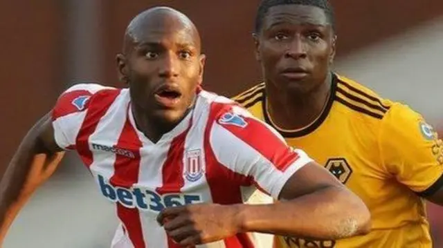 Benik Afobe in Stoke shirt