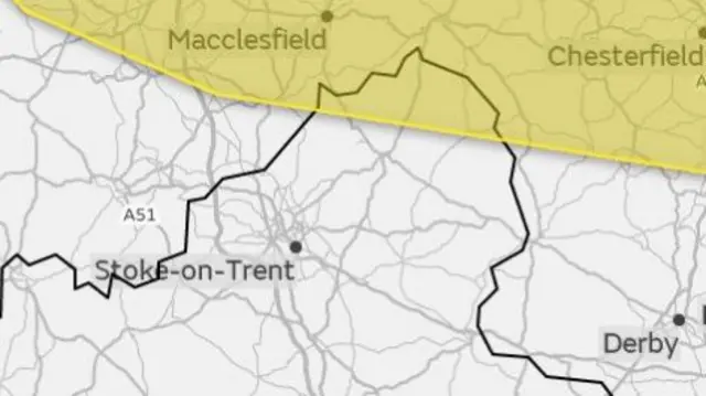 Area covered by weather warning