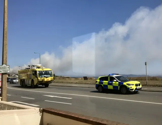 Police car and fire tender