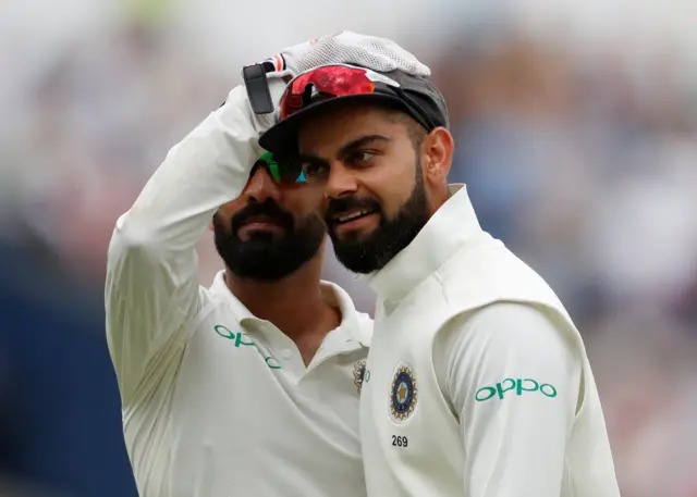 India"s Virat Kohli celebrates after the wicket of England"s Ben Stokes