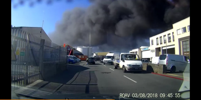 Fire from a dashcam