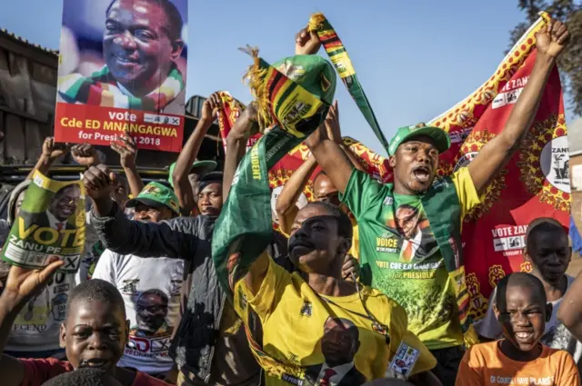 Zanu-PF supporters celebrating