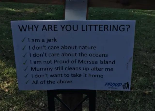 An anti-littering sign