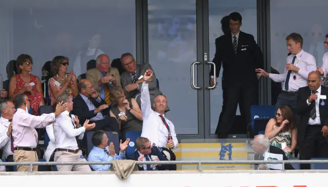 Duncan Lewis of the Lords Tavereners takes a crowd catch off a Sam Curran six