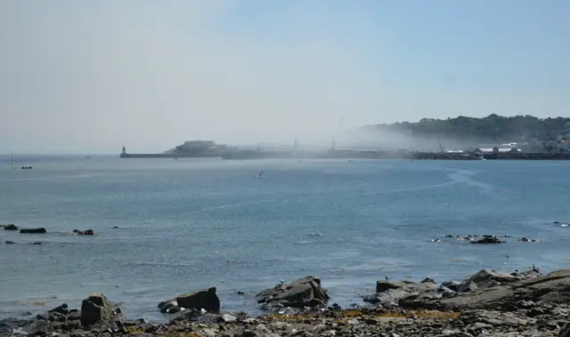 Smoke over St Peter Port