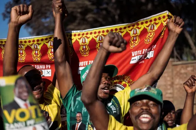 Zanu-PF supporters celebrating