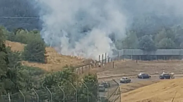 Smoke from the fire near safari park