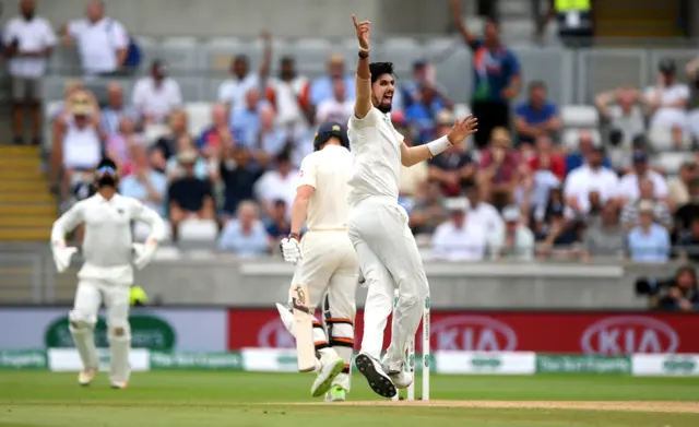 Ishant Sharma celebrates after dismissing Jos Buttler