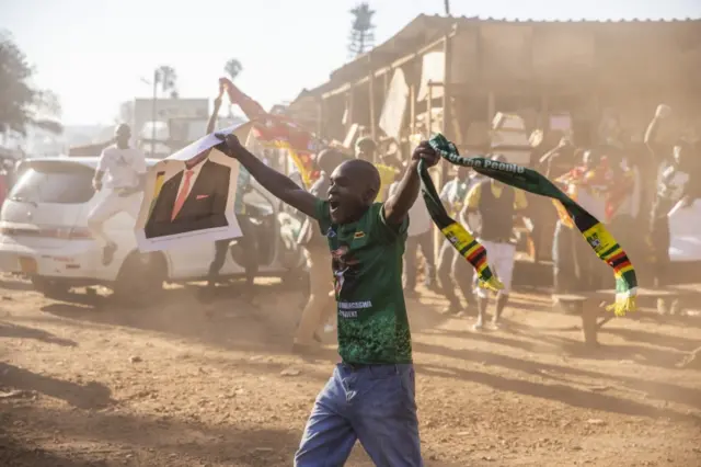 Zanu-PF supporters celebrating