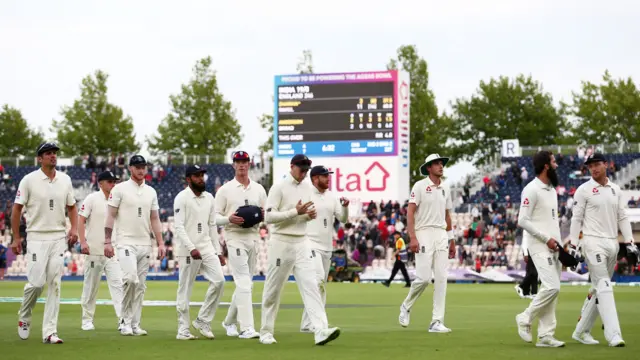 England players leave the field at the end of Day One