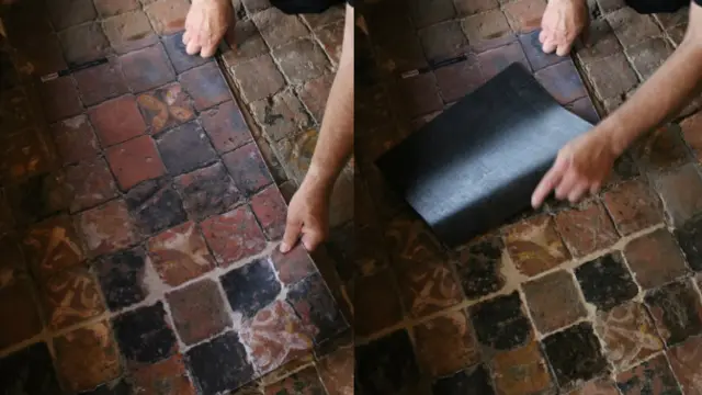 The protective cover comparing it to the tiles