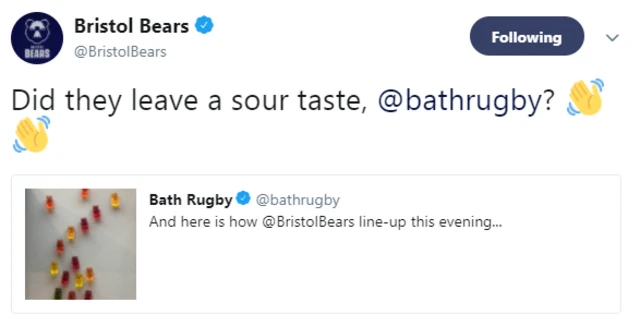 Bristol Bears' tweet