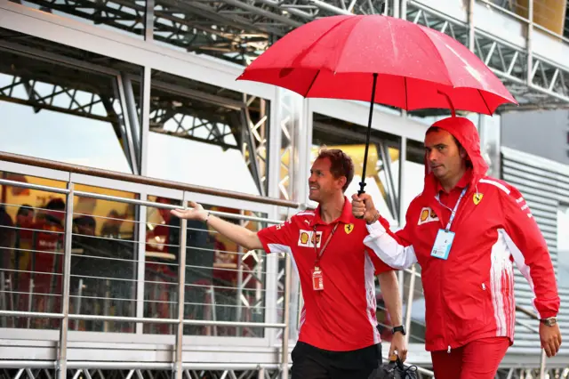 Sebastian Vettel in the rain at Monza