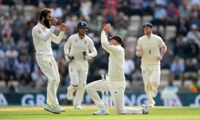 Moeen celebrating