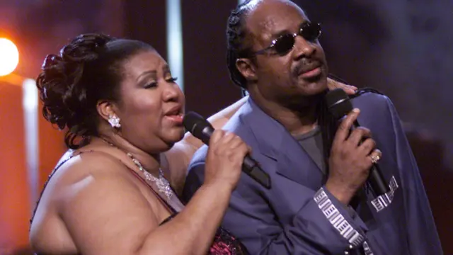 Aretha Franklin and Stevie Wonder