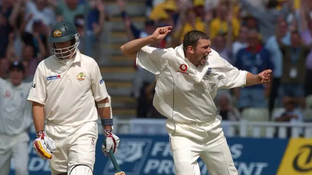 Steve Harmison celebrates wicket