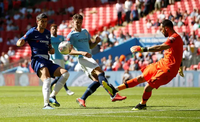 Claudio Bravo and John Stones in action