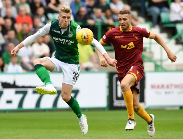 Oli Shaw is leading the line for Hibs, along with Martin Boyle