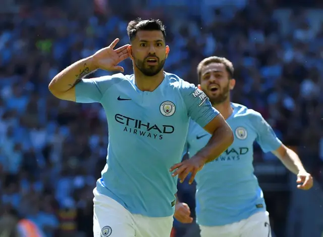 Sergio Aguero celebrates