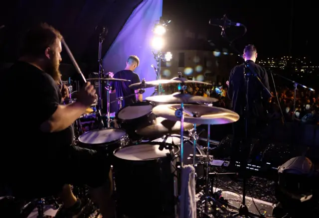 The band Of Allies playing at the Humber Street Sesh.