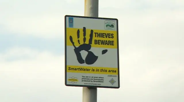 Thieves beware  road sign.