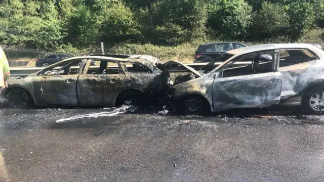 Burnt out cars