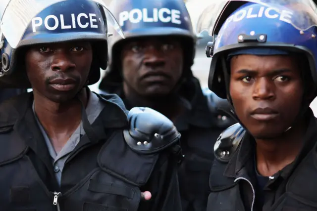 Zimbabwean police pictured on 2 August