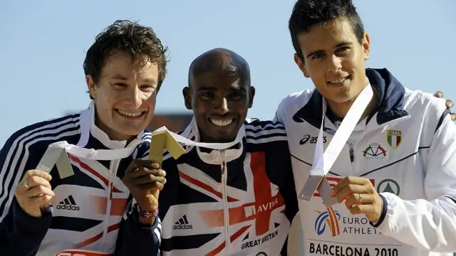 Chris Thompson with Mo Farah