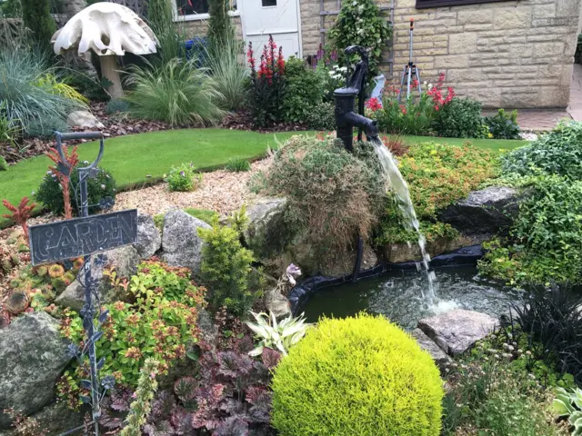 A water feature in the garden