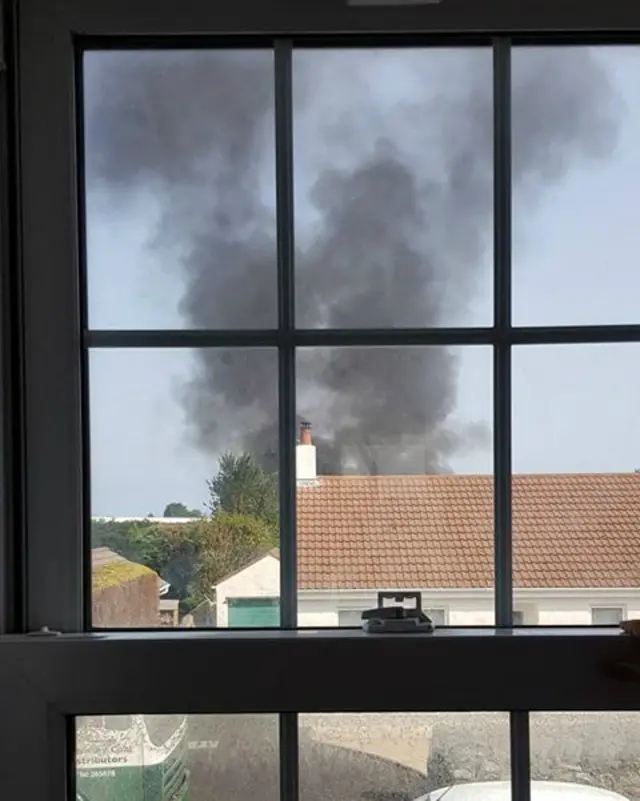 Smoke from boat fire