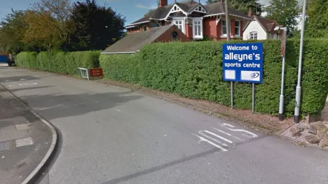 Entrance to Alleyne's Sports Centre.
