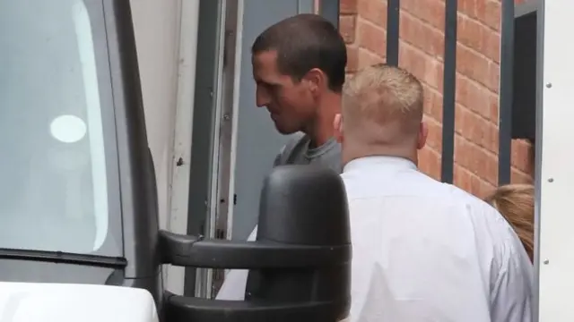 Michael Stirling leaving court after appearing at the North Staffordshire Justice Centre
