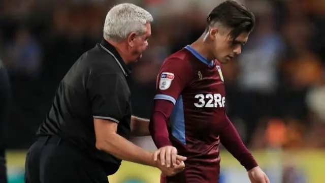 Jack Grealish, right, with manager Steve Bruce