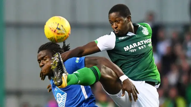 Molde's Daniel Chima and Hibernian's Marvin Bartley