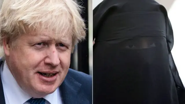 Boris Johnson and niqab-wearing woman